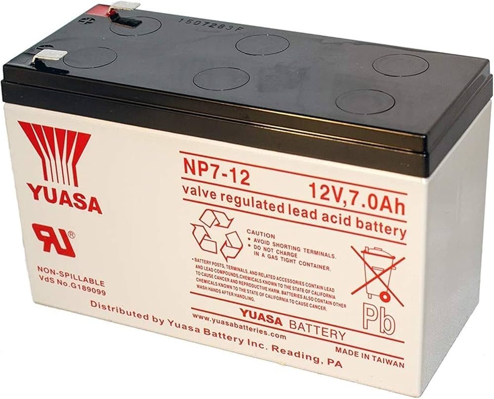 12v 7Ah Yuasa battery - Front View
